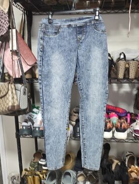 Tractr Womens Acid-Wash Blue High-Rise Skinny Jeans